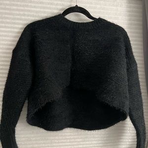Black cropped fuzzy princess polly sweater